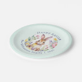 Happy Easter Pastel Bunny Floral Brunch Party ペーパープレート (アングル)