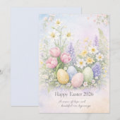 Happy Easter Pastel Floral Card Spring Botanical  シーズンカード (正面/裏面)