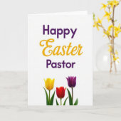 Happy Easter Pastor Card カード (黄色い花)