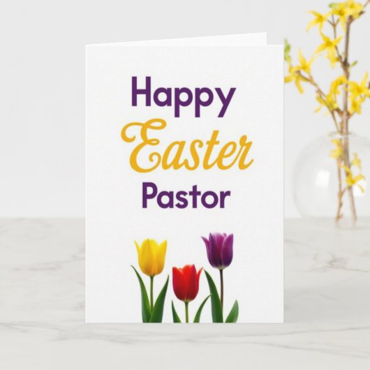Happy Easter Pastor Card カード (黄色い花)