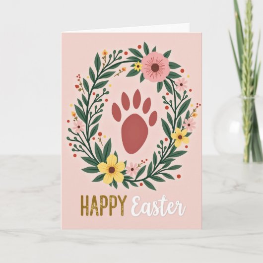 Happy Easter Paw Print Card カード (正面)