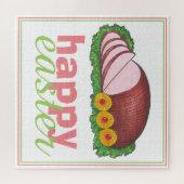 Happy Easter Pink Glazed Sliced Ham Platter ジグソーパズル (横)
