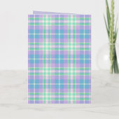 Happy Easter Plaid One Photo Purple Blue Pastel カード (裏面)