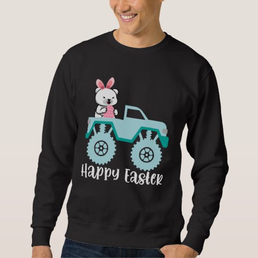 Happy Easter Polar Bear Riding Monster Truck Toddl スウェットシャツ (正面)