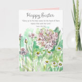 Happy Easter Psalm 105 Scripture Pink Flowers カード (正面)