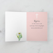 Happy Easter Psalm 105 Scripture Pink Flowers カード (内部)