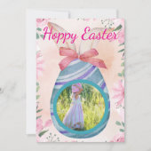 Happy Easter - purple blue egg with photo 招待状 (正面)