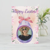 Happy Easter - purple egg with photo 招待状 (スタンド正面)