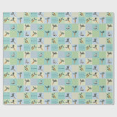 Happy Easter Rabbit & Carrot Squares Blue Pattern ラッピングペーパー (フラット)