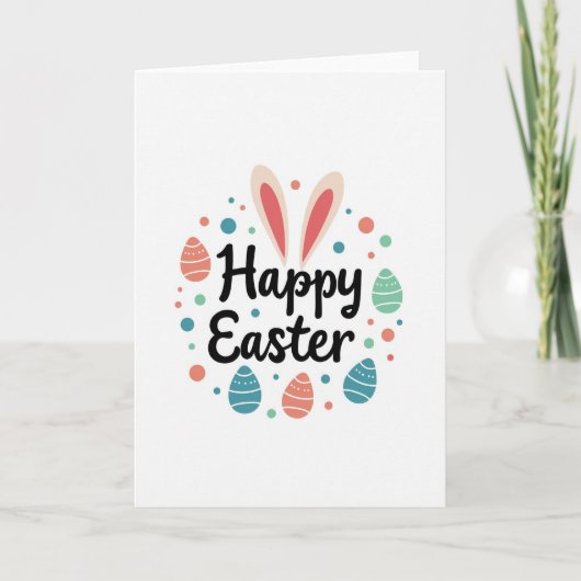 Happy Easter Rabbit Ears Card カード (正面)