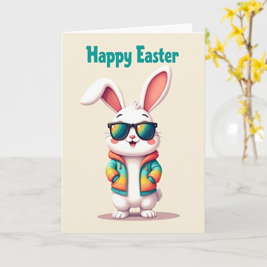 Happy Easter Rabbit Friend Card カード (黄色い花)