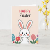 Happy Easter Rabbit Fun Card カード (黄色い花)