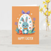 Happy Easter Rabbit Scene Card カード (黄色い花)
