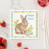 Happy Easter Rabbit Spring Plaid  スタンダードランチョンナプキン (インサイチュ)