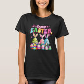 Happy Easter  Rabit Eggs Retro Groovy Bunny Easter Tシャツ (正面)