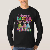 Happy Easter  Rabit Eggs Retro Groovy Bunny Easter Tシャツ (正面)