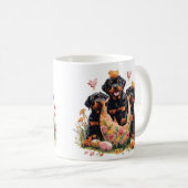 Happy Easter Rottweiler Dogs コーヒーマグカップ (正面右)