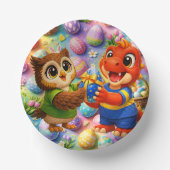 Happy Easter round kids holiday paper bowls produc ペーパーボウル (正面)