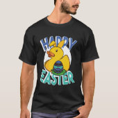 Happy Easter Rubber Duck Bunny Ears Easter Eggs cu Tシャツ (正面)