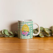 Happy Easter rustic plaid floral orange egg mug コーヒーマグカップ