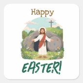 Happy Easter Season Well Wishes Good Friday スクエアシール (正面)