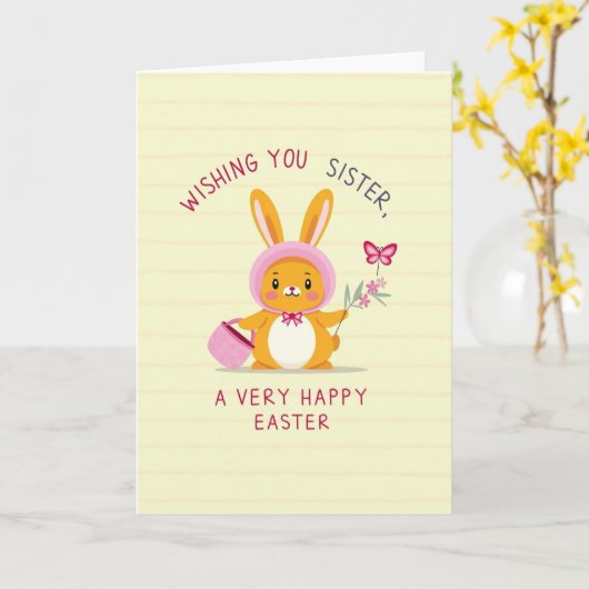 Happy Easter Sister Greeting Card カード (黄色い花)