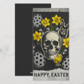 Happy Easter Skull Card With Daffodils, Rabbit シーズンカード (正面/裏面)