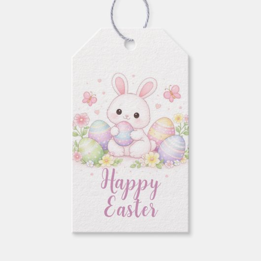 Happy Easter Spring Design - Cute Easter Bunny  ギフトタグ (正面)