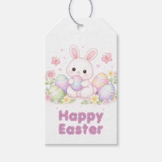 Happy Easter Spring Design - Cute Easter Bunny  ギフトタグ (正面)