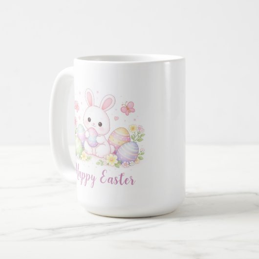 Happy Easter Spring Design - Cute Easter Bunny  コーヒーマグカップ (正面左)