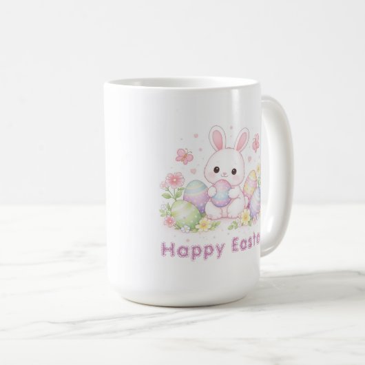 Happy Easter Spring Design - Cute Easter Bunny  コーヒーマグカップ (正面右)