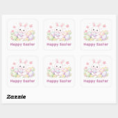 Happy Easter Spring Design - Cute Easter Bunny  スクエアシール (シート)