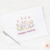 Happy Easter Spring Design - Cute Easter Bunny  スクエアシール (封筒)