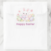 Happy Easter Spring Design - Cute Easter Bunny  スクエアシール (バッグ)
