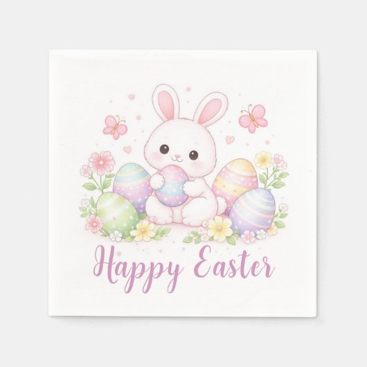 Happy Easter Spring Design - Cute Easter Bunny  スタンダードカクテルナプキン (正面)