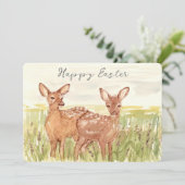Happy Easter Spring Fawns Deer Wildflower Field シーズンカード (スタンド正面)