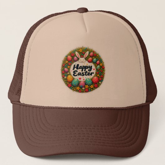 Happy Easter – Spring Floral Circle boné キャップ (正面)