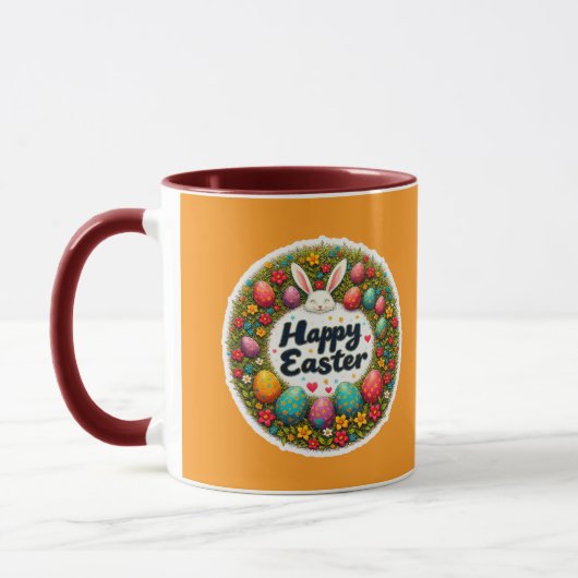 Happy Easter – Spring Floral Circle caneca マグカップ (左)