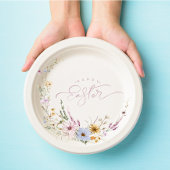 Happy Easter Spring Flower Wreath ペーパープレート