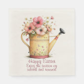 Happy Easter Spring Pink and Yellow Flowers スタンダードランチョンナプキン (正面)