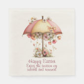 Happy Easter Spring Pink and Yellow Flowers Umbrel スタンダードランチョンナプキン (正面)