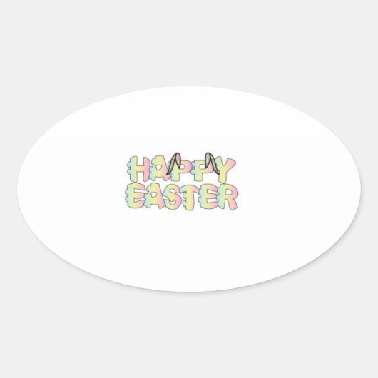 Happy Easter Stickers 楕円形シール (正面)