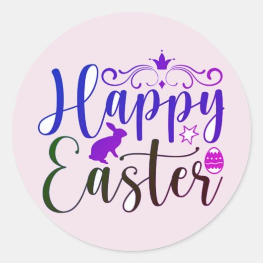 Happy Easter stickers or seals ラウンドシール (正面)