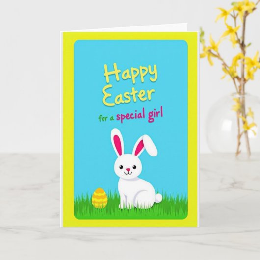 Happy Easter Striped Egg Card カード (黄色い花)