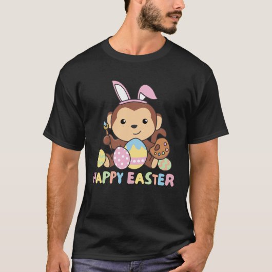 Happy Easter Sweet Monkey For Easter With Easter E Tシャツ (正面)