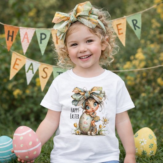 Happy Easter – Sweet Springtime Bow Tee for Kids トドラーTシャツ