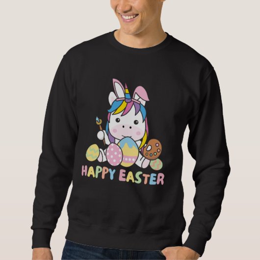 Happy Easter Sweet Unicorn For Easter With Easter  スウェットシャツ (正面)