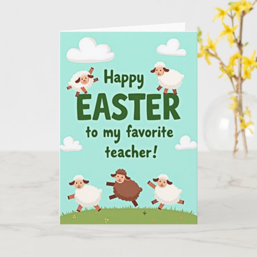 Happy Easter Teacher Spring Card カード (黄色い花)