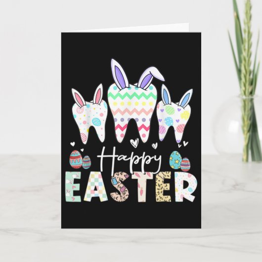 Happy Easter Teeth Tooth Rabbit Ears Dental Dentis カード (正面)