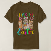 Happy Easter Three Cat Wearing Bunny Ear Bunny Cat Tシャツ (デザイン正面)